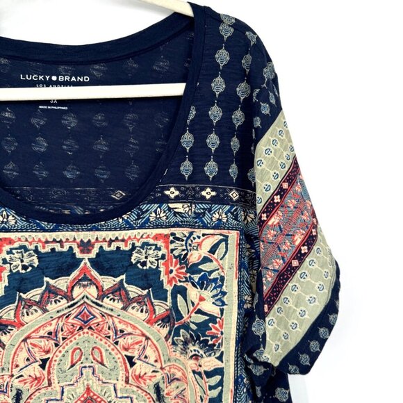 Lucky Brand Womens Persian Carpet T-Shirt Printed Short Sleeve Boho Tee Size 3X - Picture 2 of 10
